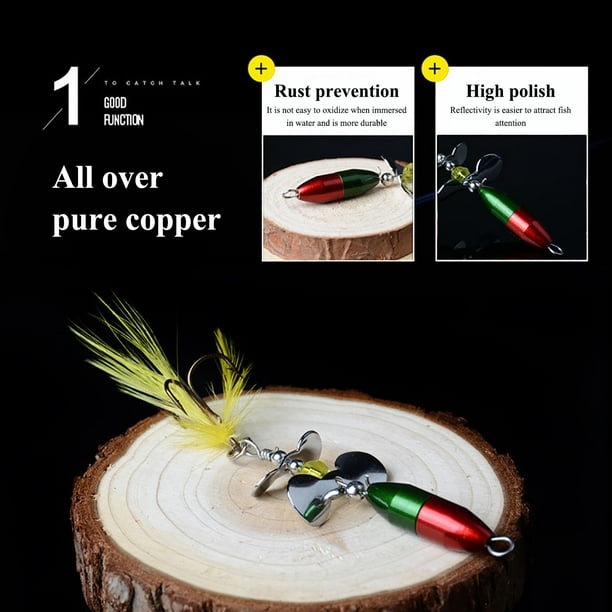 Ourlova 10g/7cm Rotating Spinner Sequins Fishing Lure With Feather Fishing Tackle For Bass Trout Perch Pike Other