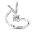 thumbnail image 2 of HEVIRGO Réglable A à Z Alphabet Anneau Ouvert Couple Mariage Bande Bijoux Accessoire Cadeau, V, 2 of 10