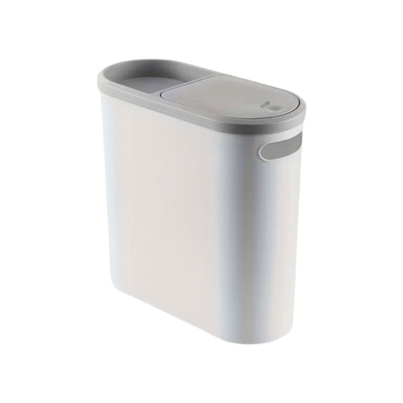 Yooshoverk Slim Pressure-Lid Trash Can – 10L Narrow-Space Sanitary Bin For Kitchen, Bathroom & Living Room Gray Free Size
