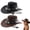 Black, variant on Mens and Womens Western Cowboy Hats Summer Studded Pinched Wide Brim Fedoras Sun Hat with Adjustable Strap Black