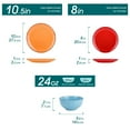 thumbnail image 5 of Malacasa 12 Pcs Dinnerware Sets, Ceramic Plates and Bowls Set, Porcelain Tableware Dishwasher Microwave Safe, Serves for 4 People, Bright Colors, 5 of 8