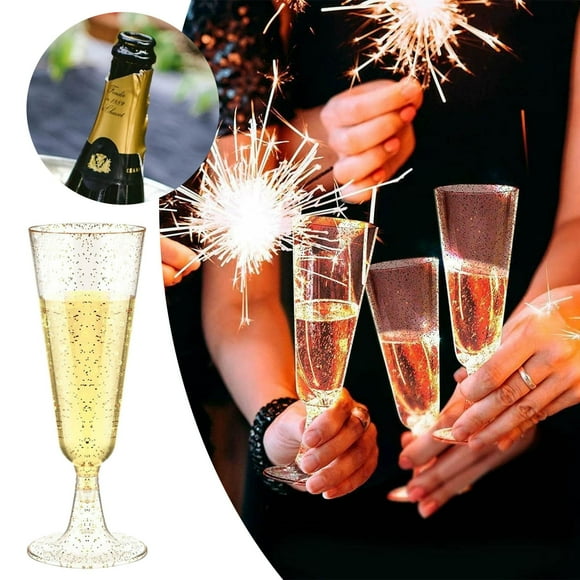 Riforla 150 Ml Champagne Glass Sparkling Gold Champagne Champagne Glass for Birthday Parties Christmas Weddings New Year's Eve Glass&Bottle Yellow 16x5.5x5cm