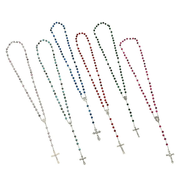 12 Pack Rosary Beads for Men and Women, Bulk Necklaces for Catholic Gifts (6 Colors)