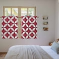 thumbnail image 3 of Red Geometric Kitchen Curtains 54 Inch Length, Vintage Rhombus Circle Texture Tiers Curtains for Bathroom Bedroom Cafe, Light Filtering Small Window Treatment Short Tiered Drapes 2 Panels 42"Wx54"L, 3 of 8