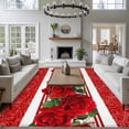 thumbnail image 3 of Red Roses Area Rugs 8'x10', Small Throw Rugs for Living Room Patio, Valentine's Day Romantic Flowers Green Leaf Stripes Indoor Outdoor Rug Non-Slip Low Pile Carpet Runner Reversible Floor Mats, 3 of 8