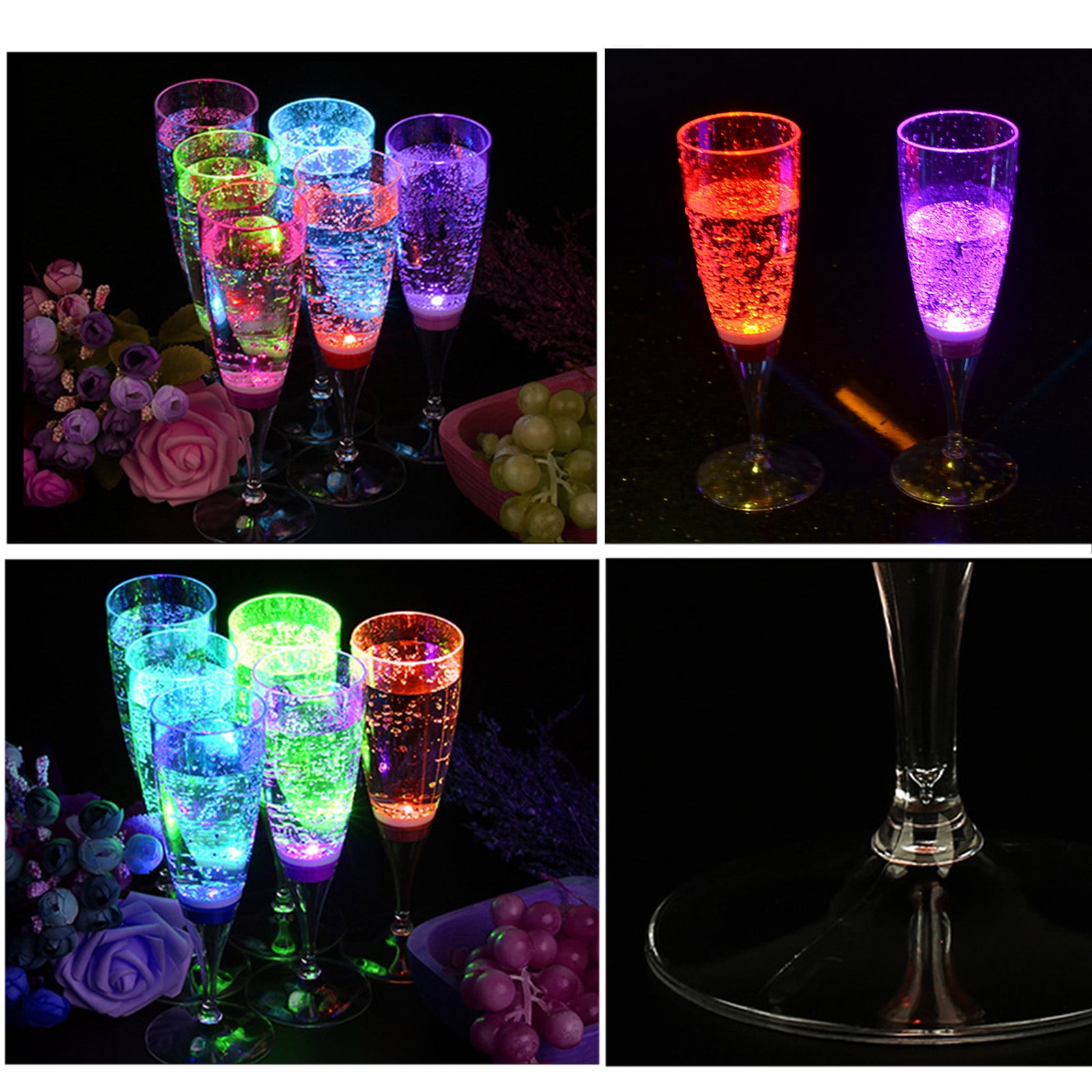 Cocktail Cup Champagne Glass 6pcs Martini Cocktail Glasses,Light Up Glasses Drinking Red Wine Glasses LED Cups & Glasses Margarita Glass for Party