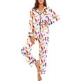 thumbnail image 5 of Ekouaer Satin Pajama Set for Women Silky Sleepwear Long Sleeve Top and Pants Button Down Pjs Lounge Set, 5 of 6