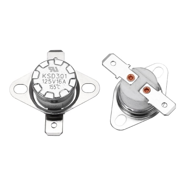 2 Pcs Termostato KSD301 155°C/311°F 16A Normalmente Cerrado N.C Interruptor de disco de temperatura ajustable, Material cerámico