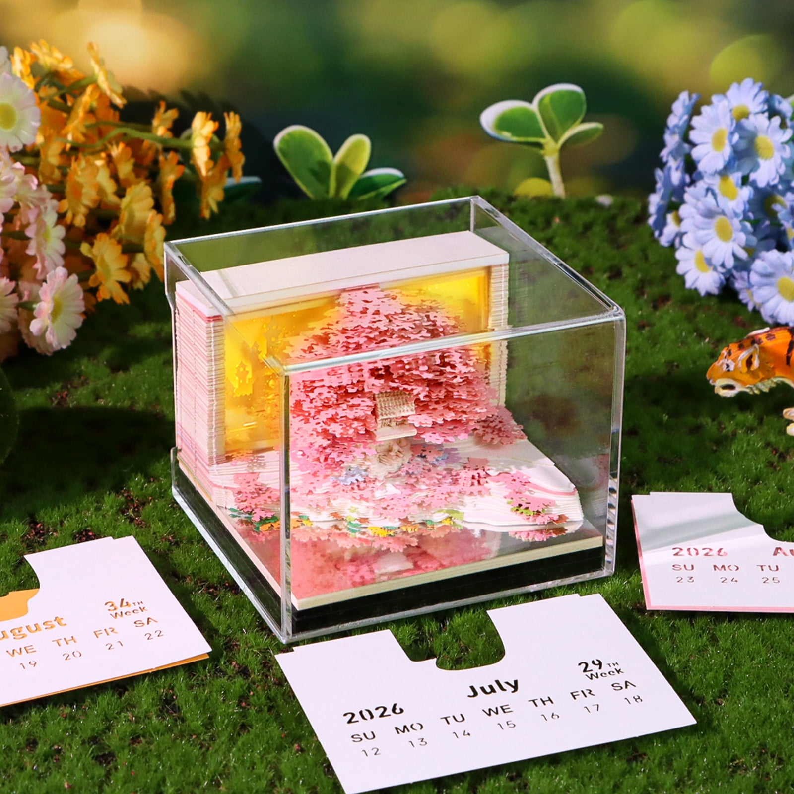 2026 Blossomy Treehouse Weekly Planner, Press Button Panes, Art Grade Paper with LED Note Panel