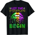 thumbnail image 1 of ALVORD Let The Shenanigans Begin Mardi Gras Lips T-Shirt Unisex S-5XL, 1 of 4
