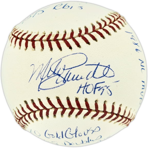 Mike Schmidt Autographed Official MLB Baseball Philadelphia Phillies Statball With 16 Stats #461/1000 Beckett BAS #AE16480