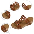 thumbnail image 5 of Rokment Womens Orthopedic Wedges Dressy Sandals 2026 Summer Fashion Casual Geometric Leather Open Toe Arch Support Platform Dress Slip on Comfortable Chunky Heeled Walking Slides Brown Size 9, 5 of 7