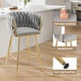 thumbnail image 3 of BISHE Counter Height Bar Stools Set of 2 – 26 Inch Modern Mid-Century Kitchen Island Stools with Backs & Sturdy Metal Legs, Gray, 3 of 6