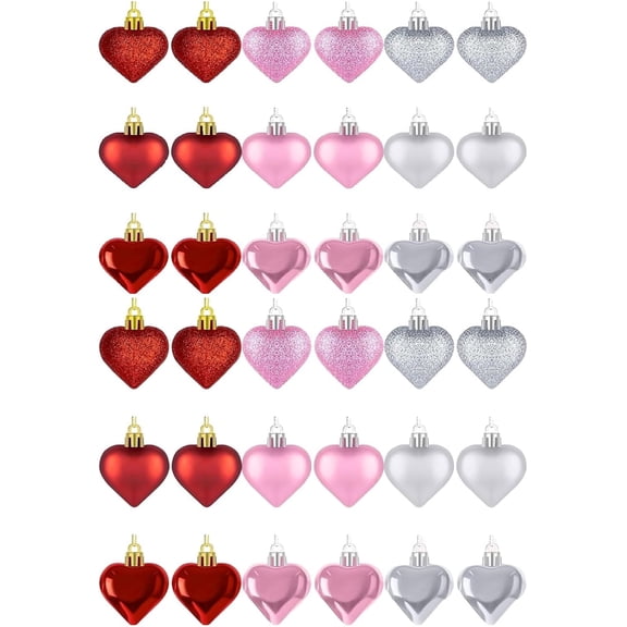 36 Pcs Valentine's Day Heart Ornaments, Heart Shaped Hanging Decor for Tree Wedding Party, Indoor Outdoor Valentine Decorations(DSF)