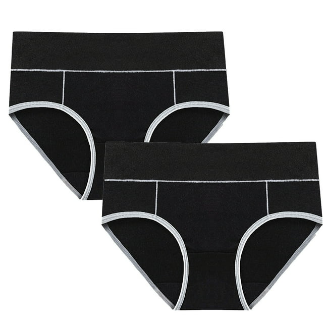 TIMIFIS 2PCS Womens Cotton Underwear High Waist Stretch Briefs Soft Patchwork Underpants Full Coverages Panties - Spring/Summer