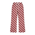 thumbnail image 4 of Casual Pants for Women Outdoor Tie High Waist Strip Print Capris Trousers with Pocket Loose Straight Leg Workout Sweatpants, Red, L, 4 of 5