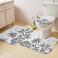 thumbnail image 2 of Palm Trees Bath Mat 3 Piece Bathroom Rug Set, Black Grey Tropical Plants Summer Forest Non Slip Bath Rug Contour Mat and Toilet Lid Cover, Absorbent Shower Mats Soft Bath Rugs and Mats Sets, 2 of 8