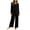 Black, variant on Jamicy Womens Lounge Set 2026 Summer 2 Piece Outfits Oversized V Neck Short Sleeve Tops & Wide Leg Pant Matching Sets Clothing