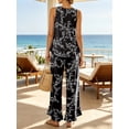 thumbnail image 3 of Anygrew Women's 2 Piece Lounge Sets Sleeveless Ruffle Hem Top and Wide Leg Pants with Pockets Casual Sweatsuit Outfits, 3 of 8