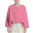 thumbnail image 3 of Asxite Toddler Tops Long Sleeve Sweatshirt Casual Loose Solid Crew Neck Fall Winter, 3 of 7