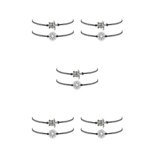 sweethay Tobilleras para niñas delicada tortuga brújula decoración cuerpo joyería adorno trenzado artesanía pies decoración accesorio de Negro 5Conjunto