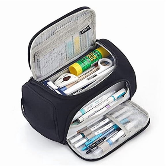 Big Capacity Pencil Case High Large Storage Pouch Marker Pen Case Travel Simple Stationery Bag College Office Organizer for Teens Adults Student(black)