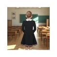 thumbnail image 5 of Sunny Fashion Girls Dress Long Sleeve Black A Line White Collar Button Front School Formal Daily Recital 5 Years, 5 of 8