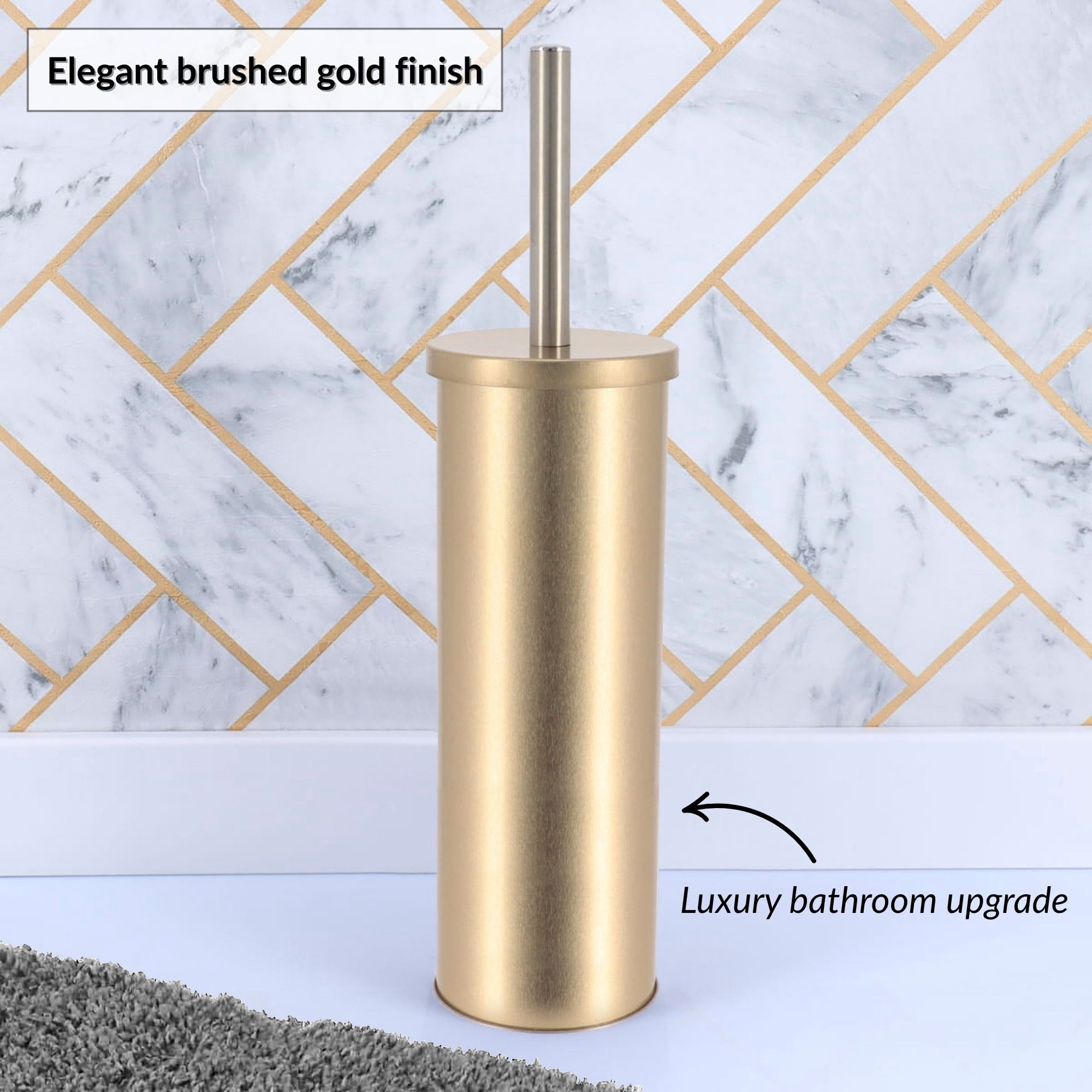 Modern Brushed Gold Toilet Bowl Brush Set with Stainless Steel Handle