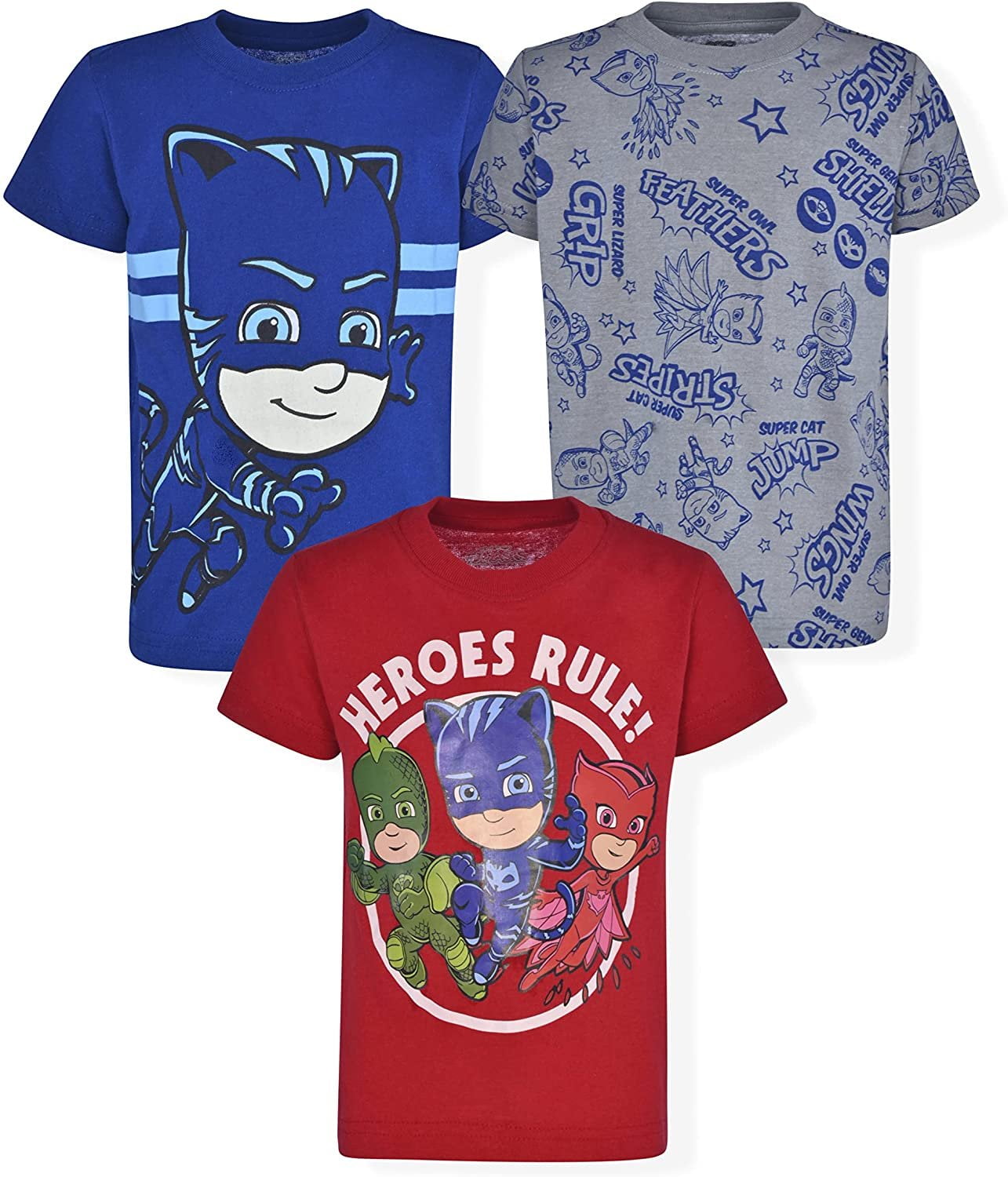 PJ Masks Catboy, Owlette and Gekko Boys 3 Pack Character Short Sleeve ...