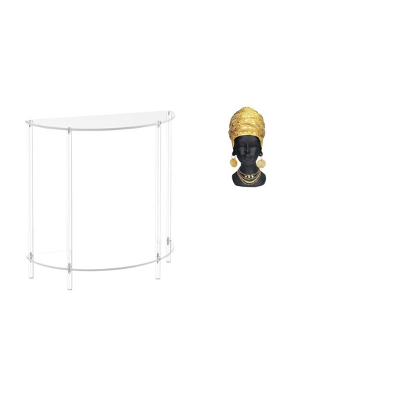 Mesita de noche de acrílico,Mesa auxiliar de acrílico transparente Mesa auxiliar transparente en capas,Estatua de mujer africana,Estante de oficina con estatua de mujer africana,Adorno de