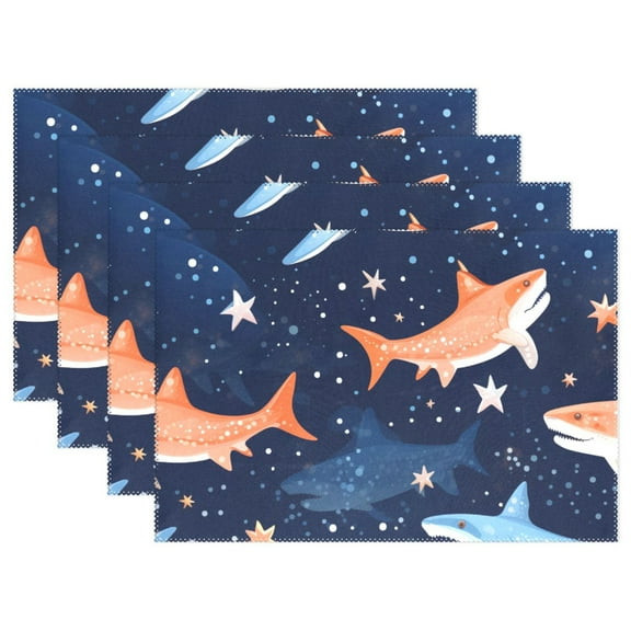 Fish Stars 12×18 inch Placemats Heat Resistant Washable Foldable Rectangular Placemats Set Decoration Indoor Outdoor for Kitchen Dining Table 1PC