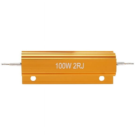 Gold Aluminum Clad Power Resistor Resistance 100W, 2 Ohm 2R,1X 100W Watt Power Metal Shell Case Wirewound Resistor,Gold