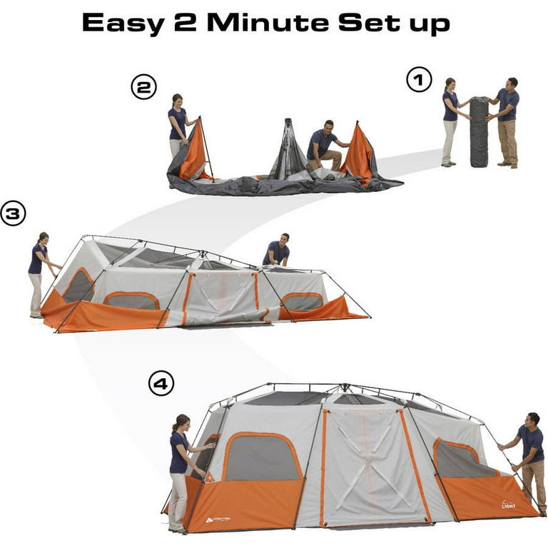 Ozark Trail 12 Person Instant Cabin Tent with Integrated LED Lights, 3  Rooms, 47.87 lbs 