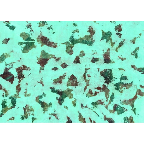Ahgly Company Indoor Rectangle Abstract Turquoise Blue Modern Area Rugs, 2' x 5'