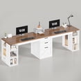 thumbnail image 6 of Farmhouse Two Person Computer Desk with 3 Drawers and Storage Shelves, 96.5" Long Home Office Desk, 6 of 7