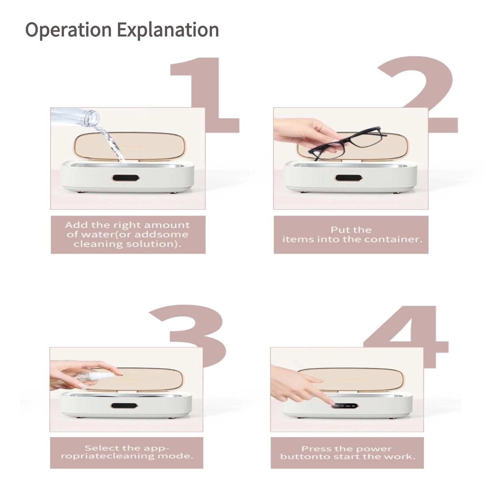 300ML Jewelry Ultrasonic Cleaner Touch Operation 43kHz High Frequency 360° Deep Cleaning ,Convenient to Use