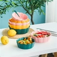 thumbnail image 2 of Qeeadeea Small Baking Dish, Set Of 2, Colorful Ceramic Casserole Dish Round, Small Ceramic Pie Plate Oven Safe-yellow-17.5x17.5x5.5cm, 550ml, 2 of 7