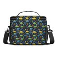 thumbnail image 3 of Dinosaur and Foliage Navy Blue Pattern Insulated Lunch Box for Women Men, Medium Leakproof Cooler Bag with Adjustable Strap, 10"x6.7"x8", 3 of 6