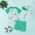 thumbnail image 2 of KPOPLK Toddler Baby Boy Rash Guard Swimsuit Shark Zip Up Long Sleeve Swimwear Tops Swim Shorts with Hat 3pcs Bathing Suit(Green,12-18 Months), 2 of 6