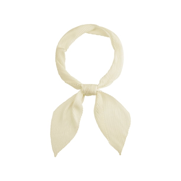 INSPIRE CHIC Mujeres Bufandas Largas Plisadas, Cinta de Color Sólido con Gradiente Contraste, Bufandas para el Cuello y Banda para el Cabello Champagne 49.2"x4.3"(LxA)