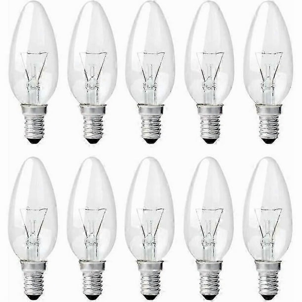 E14 Edison Screw Candle Light Bulbs, 40W Clear Light Bulbs, Dimmable Incandescent Light Bulbs, Flame Light Bulbs, 10 Pack