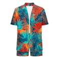 thumbnail image 7 of mihongmao Summer Vacation Outfits Beach Sets 2 Pieces Y2k Outfits Fashion Women's Hawaiian Style Print Casual Round Neck Short Sleeve Top T-shirt And Shorts Set Green S, 7 of 7
