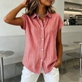 thumbnail image 4 of Lenpel Button down Shirts for Women Short Sleeve Collared Striped Cotton Linen Tops Business Casual Blouses, 4 of 6