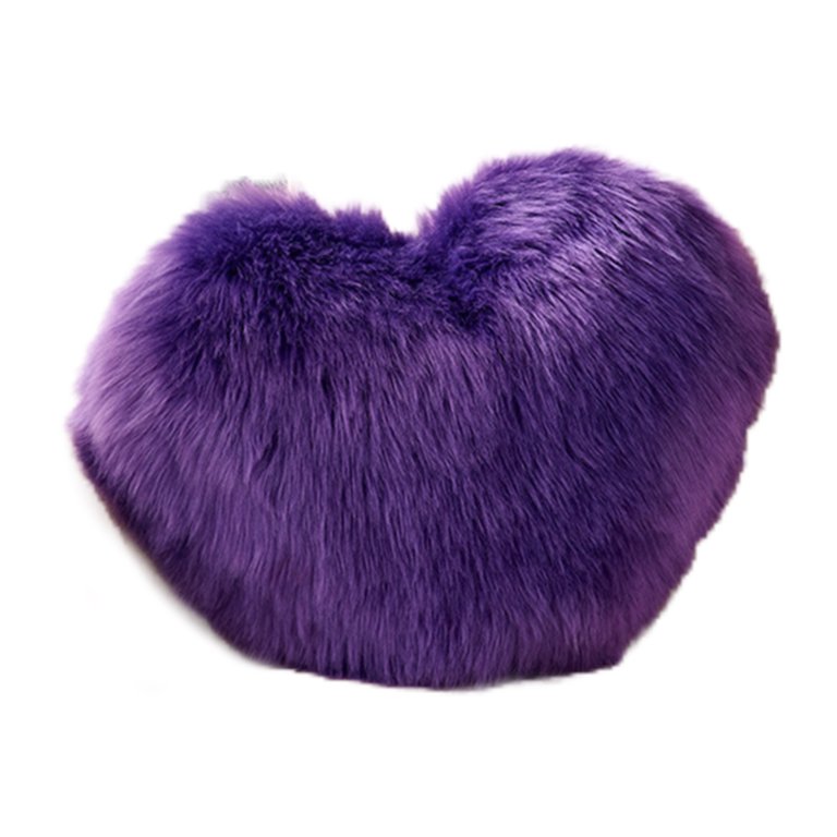 Heart Shape Fluffy Plush Throw Pillow Case Furry Cushion Cover