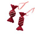 thumbnail image 1 of Ruifaya Adornos navideños de terciopelo, adornos navideños de dulces, decoración navideña rústica, árbol de Navidad con copos de nieve flocados, 1 of 7