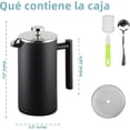 thumbnail image 2 of Cafetera Prensa Francesa de Acero Inoxidable Doble Pared, 1000ml y Tetera Émbolo con Filtros, 1 Cucharas Cepillo Esponja para Hacer Café Té Mejor（negro） negro, 2 of 7