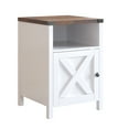 thumbnail image 4 of DreamCurship Farmhouse Nightstand, Rustic Side Table with Shelf for Small Space, White Bedside Table Set for Bedroom, Pure White & Brown, 4 of 8