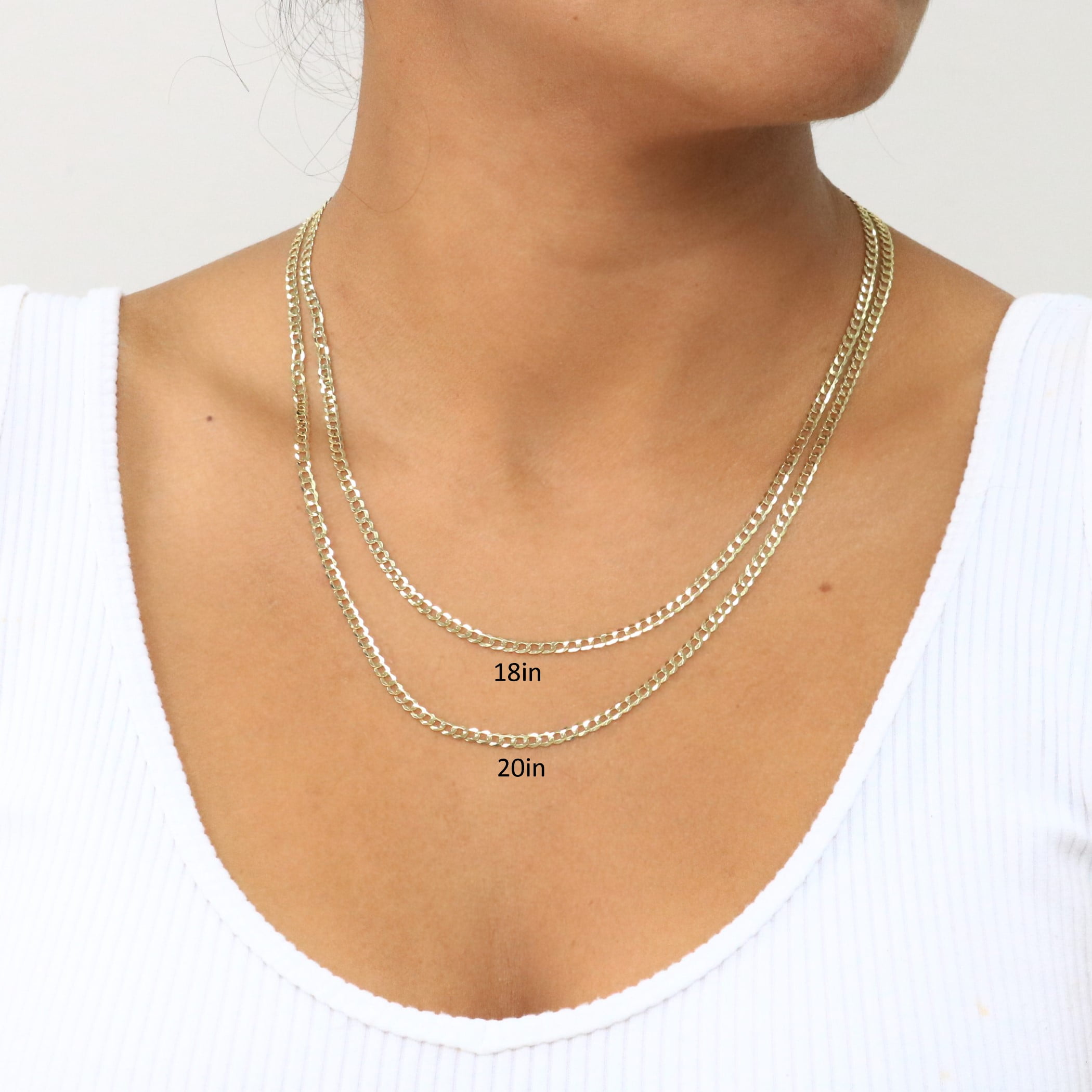 Nuragold 14k Real Yellow Gold Solid Cuban Curb Link 3mm Chain Necklace (16"-30") Italian Jewelry for Men & Women