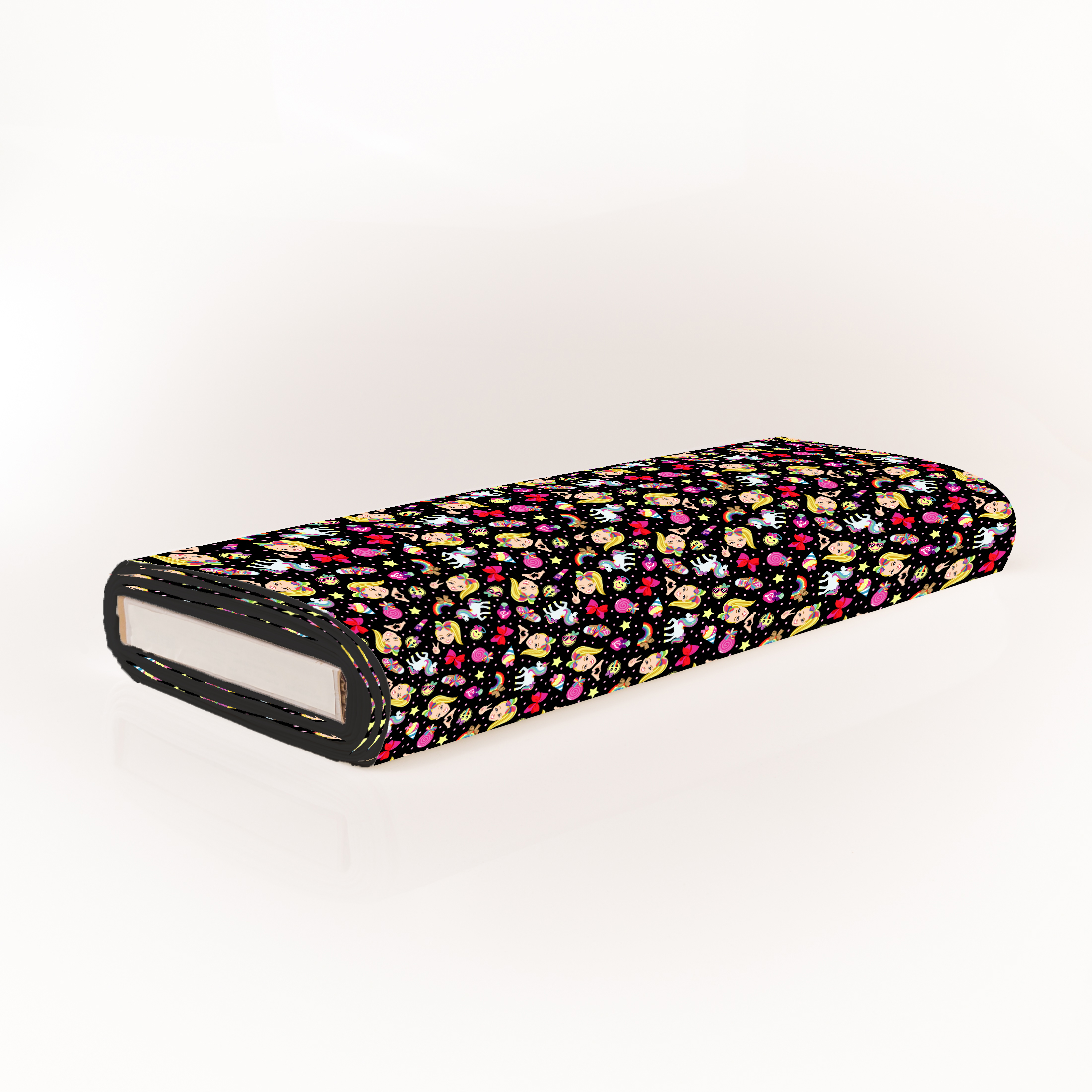 Springs Creative 43" 100% Cotton Jojo Rainbow Emoji Sewing & Craft Fabric 10 yd By the Bolt, Black, Pink and Yellow