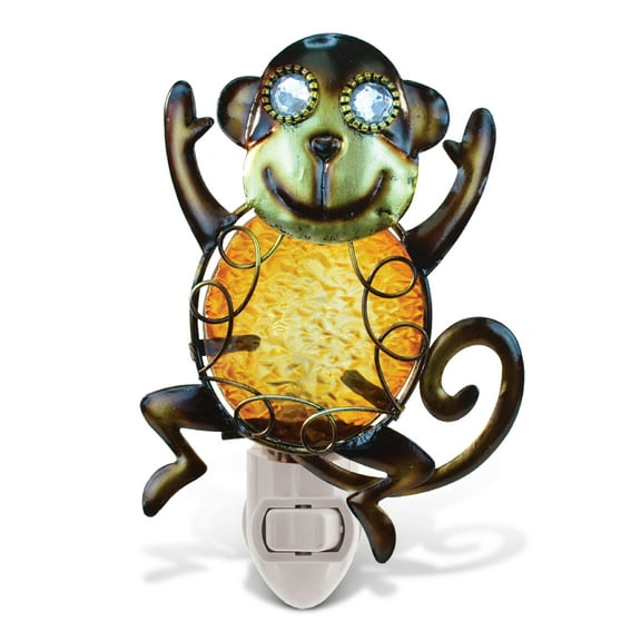 Puzzled Monkey Handcraft Art Glass and Metal Decorative Night Light Home Décor - Buildings Collection - Elegant Unique Gift and Useful Souvenir